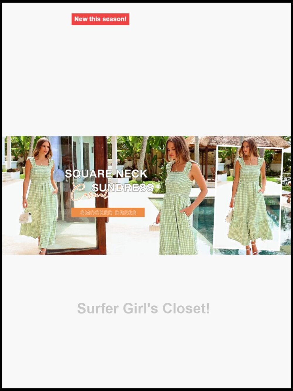 Womens Square Neck Ruffle Strap Smocked Midi Flowy A-Line Dress - Picture 7 of 7